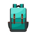 Colored school backpack. Education, schoolbag luggage, rucksack. Kids school student bag backpack. Vector illustration